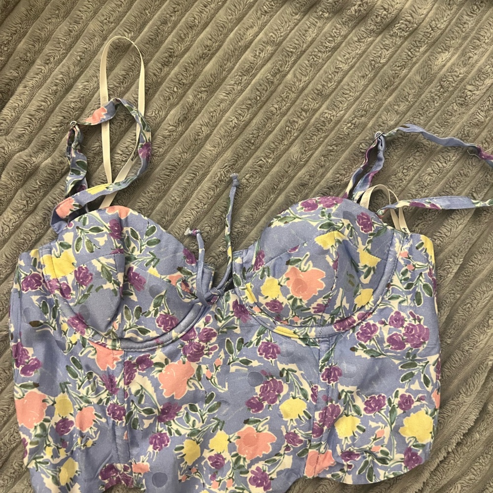 For Love And Lemons Purple Floral Top - Picture 3 of 4